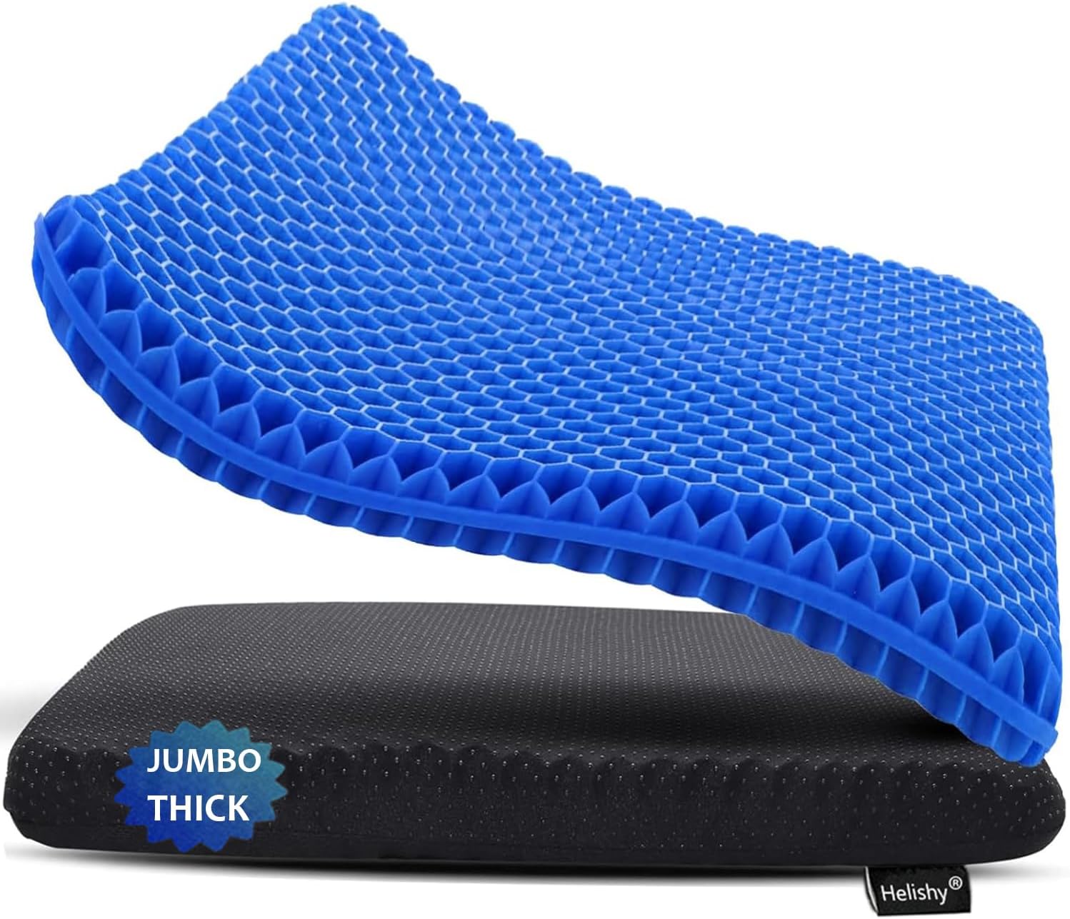 Helishy Gel Seat Cushion, Jumbo&Thick Gel Cushion Chair Pads with Non-Slip Cover for Home Office Car Seat Wheelchair, Soft Breathable Honey…