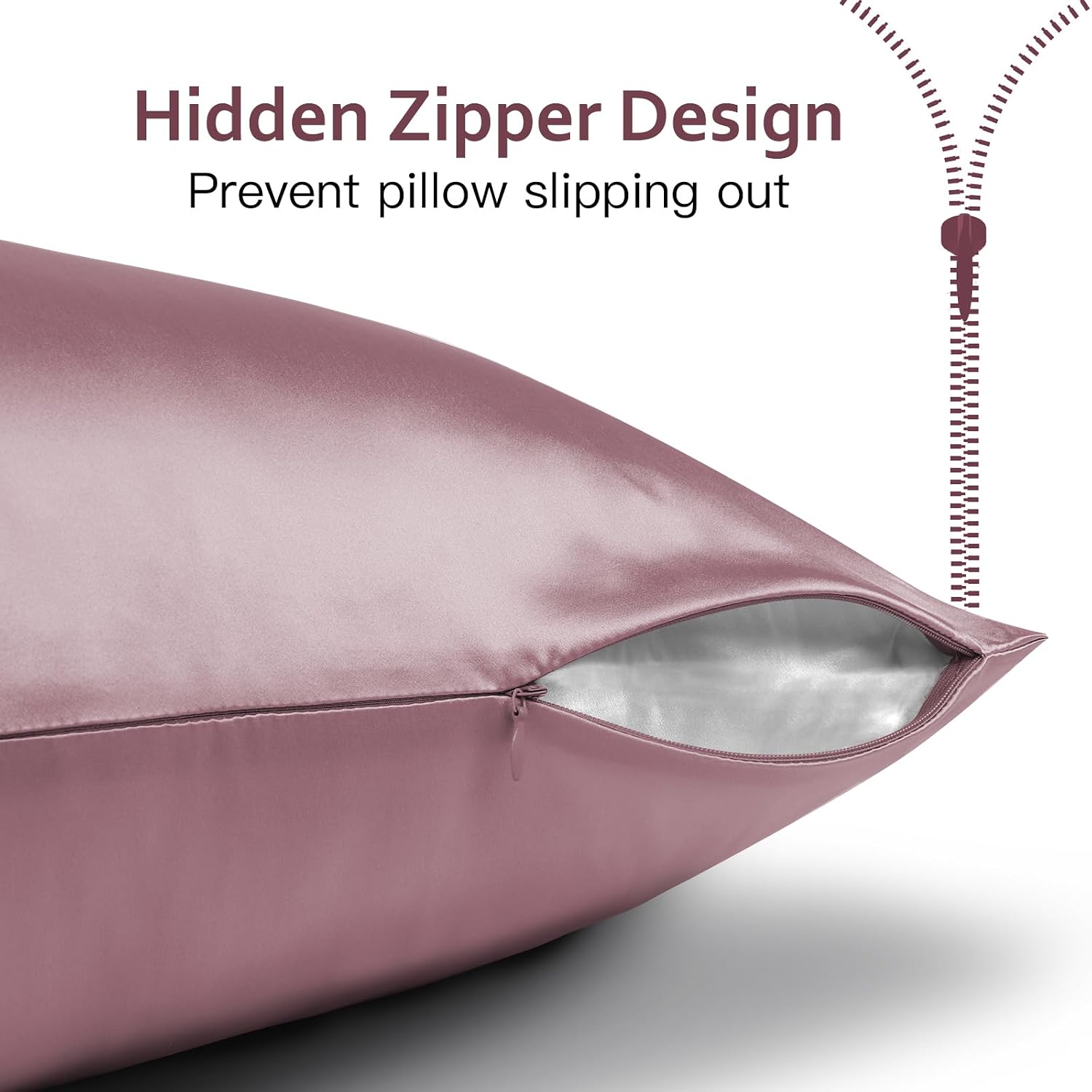 Ravmix Silk Pillowcase for Hair and Skin with Hidden Zipper, Ravmix Both Sides 21Momme Mulberry Silk Cooling Pillow Case Standard Size 20×2…