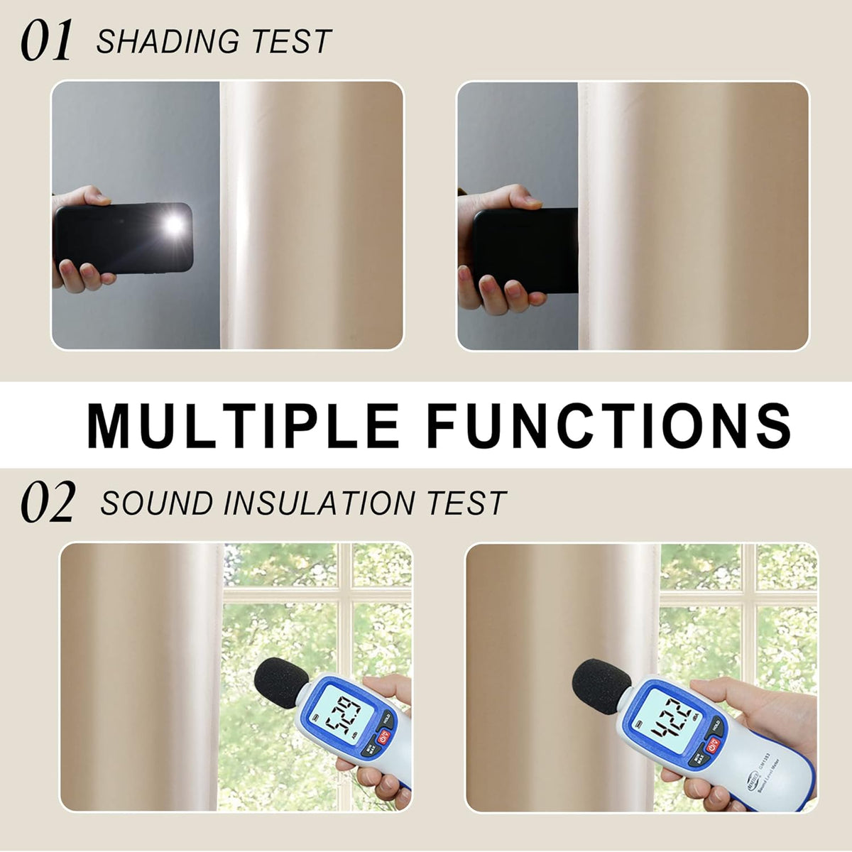 Xwzo 100% Blackout Curtain Panels - Double Layer Full Room Darkening & Energy Efficiency Grommet Window Panels with Tiebacks for Bedroom/Li…