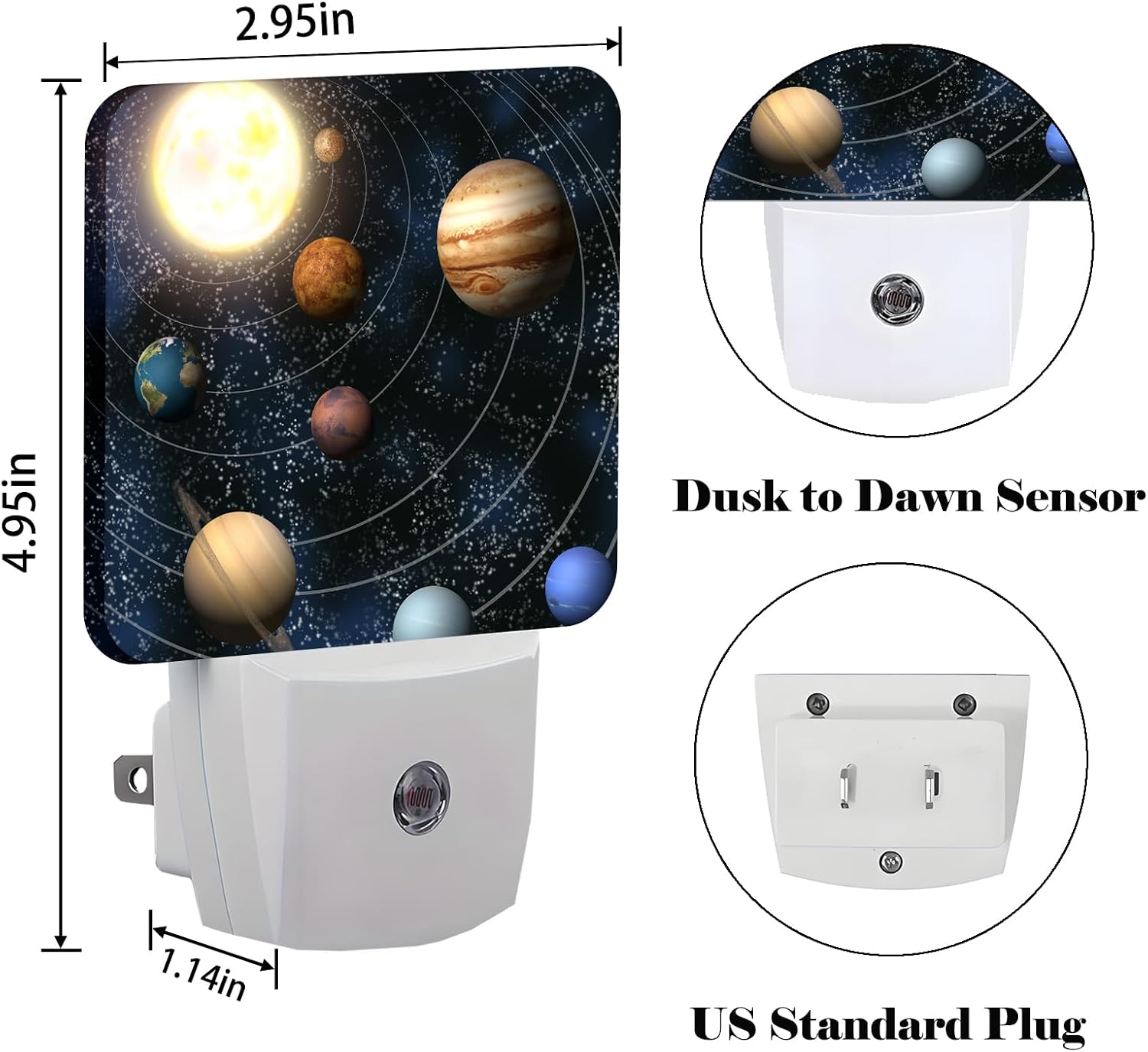 Solar System Planets Night Light, Plug-in Nightlights Auto Sensor Night Lamp Dusk-to-Dawn Lamp Home Decor for Nursery Children Girls Boys