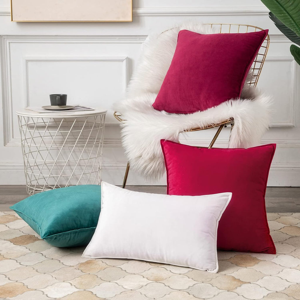 Miulee Pure White Velvet Throw Pillow Covers 24x24 Soft Decorative Solid Square Euro Sham Cushion Cases Pack of 2 Modern Luxury Home Decor…
