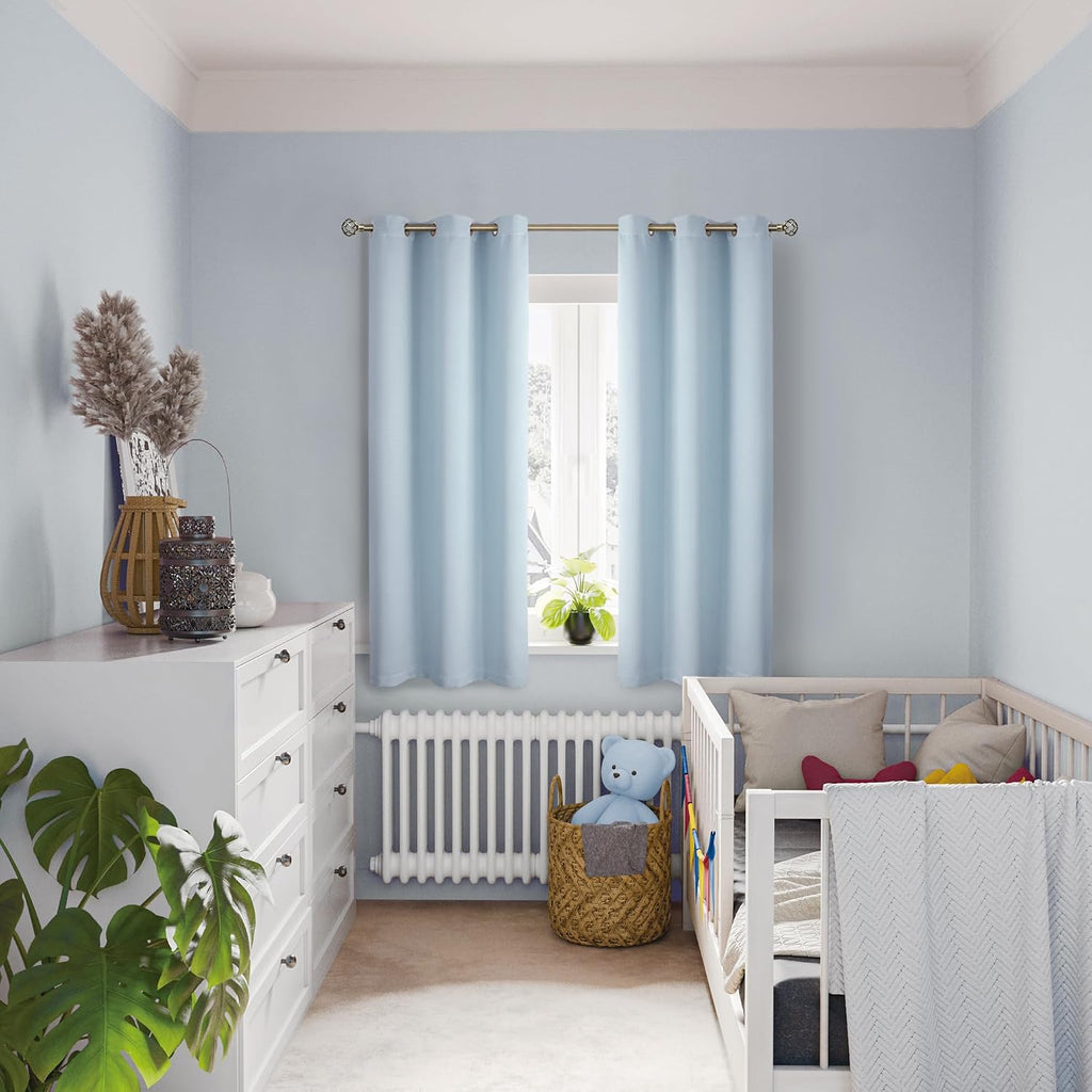 BGment Baby Blue 100% Blackout Curtains for Nursery Bedroom 63 Inch Length 2 Panels, Thermal Insulated Full Light Blocking Grommet Noise Ca…