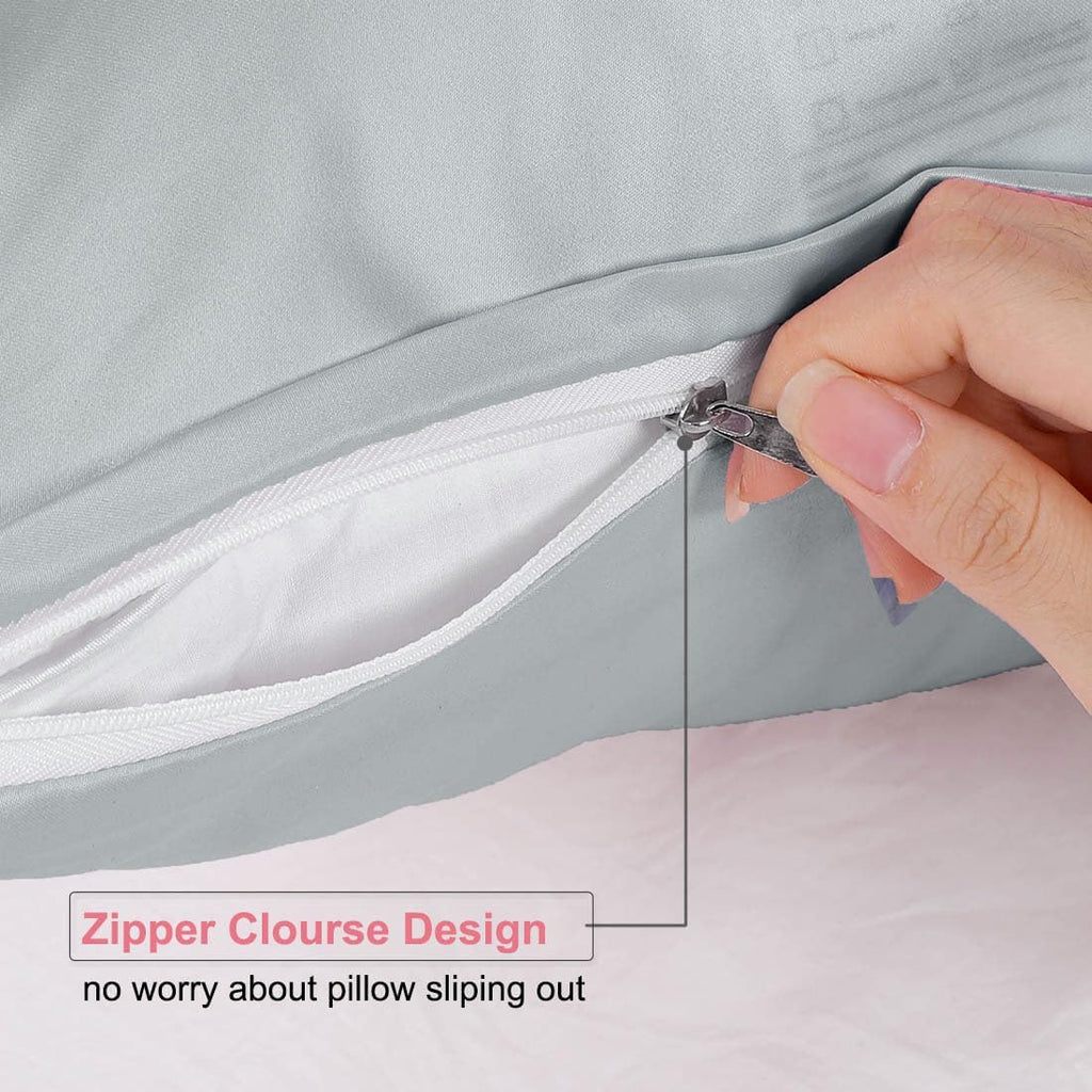 uxcell Travel Satin Pillowcase with Zipper, Super Soft and Luxury, Silky Pillow Cases Covers Set of 2, 14"x20", Silver