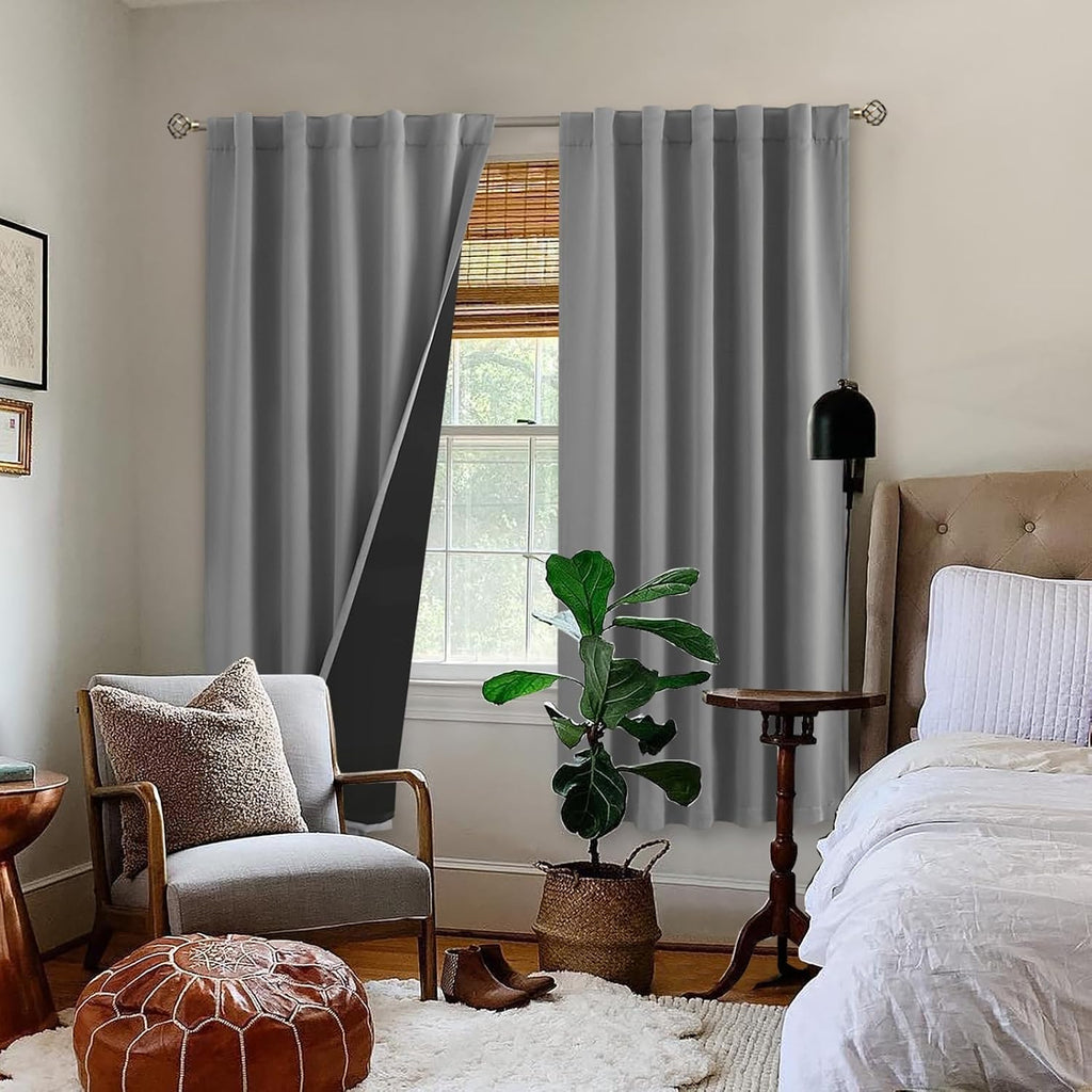 BGment Dove Grey 100% Blackout Curtains 72 Inches Long, Thermal Insulated Light Blocking Noise Reducing Full Room Darkening Rod Pocket…