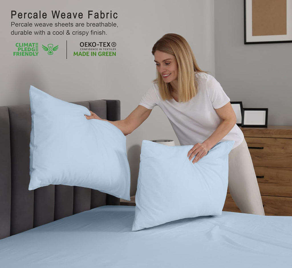 Ruvanti 100% Cotton Percale Sheets Twin XL Size – Crisp Cooling Bed Sheets for Hot Sleepers, Deep Pocket 16”, Soft Breathable & Durable Hot…