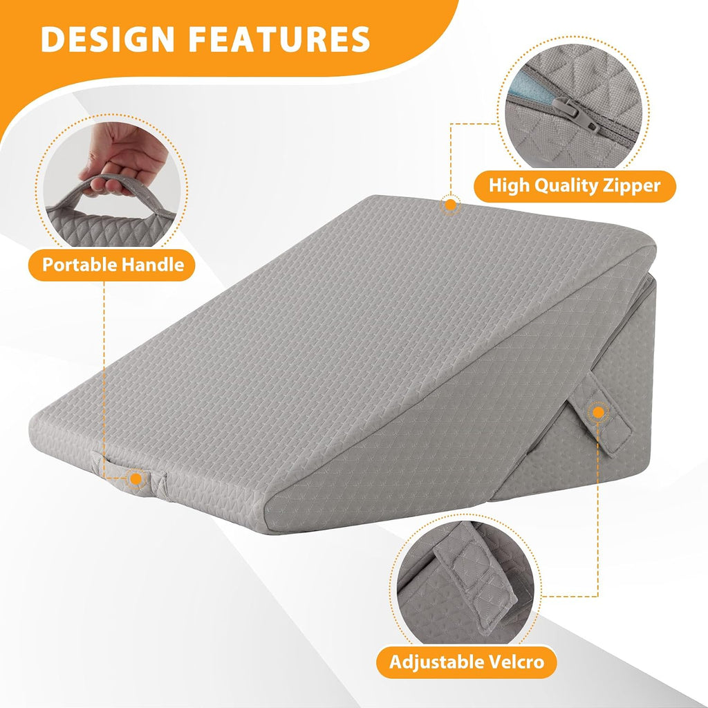 Ruqmuis Bed Wedge Pillow for Sleeping, 9&12 Inch Adjustable Wedge Pillow Set for After Surgery, Triangle Pillow for Back, Leg Support, Aci…