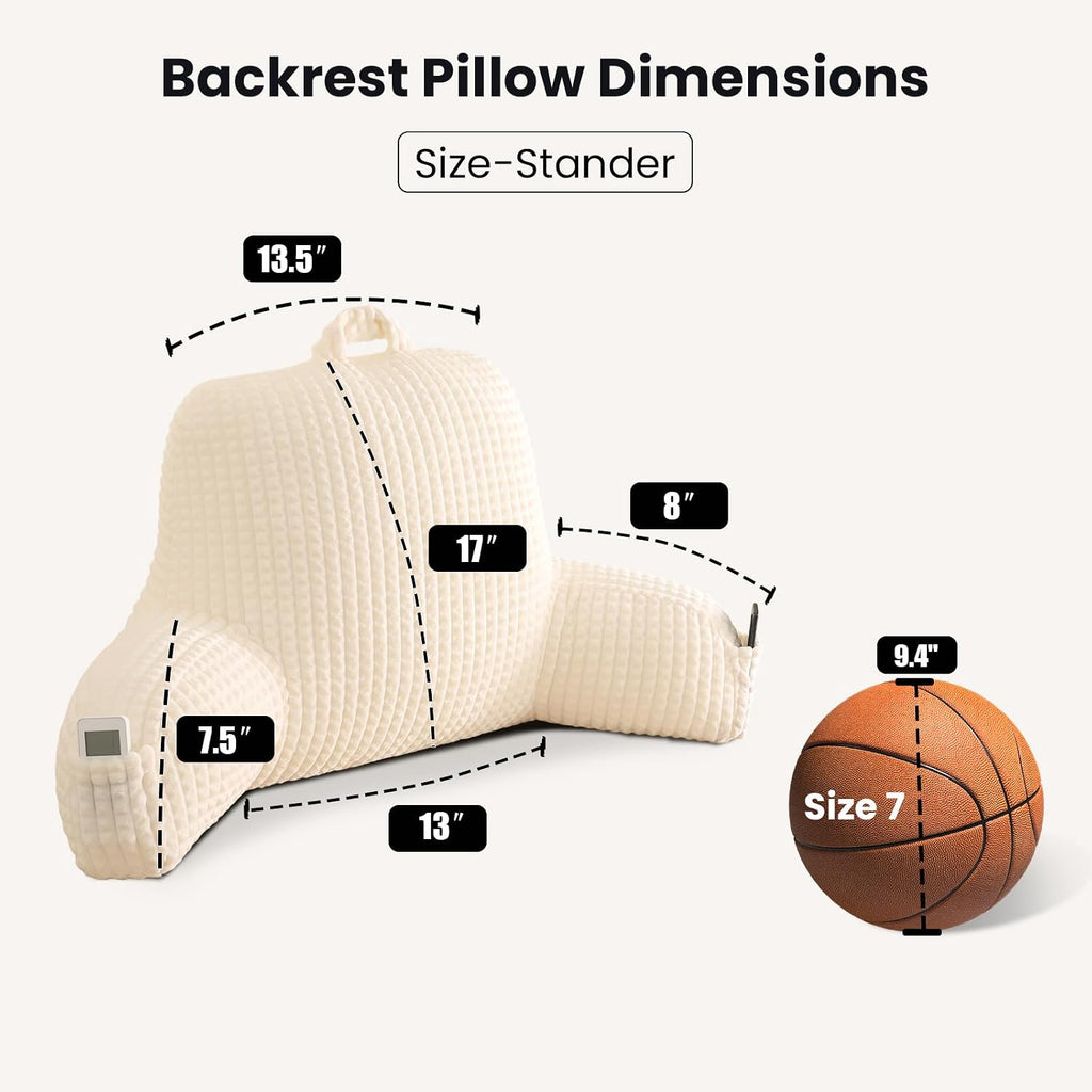 Pajeo Cozy Flannel Reading Pillow for Sitting Up in Bed, Skin-Friendly Sitting Pillow for Pregnancy & Nursing Support, Oeko-TEX Certified Bac…