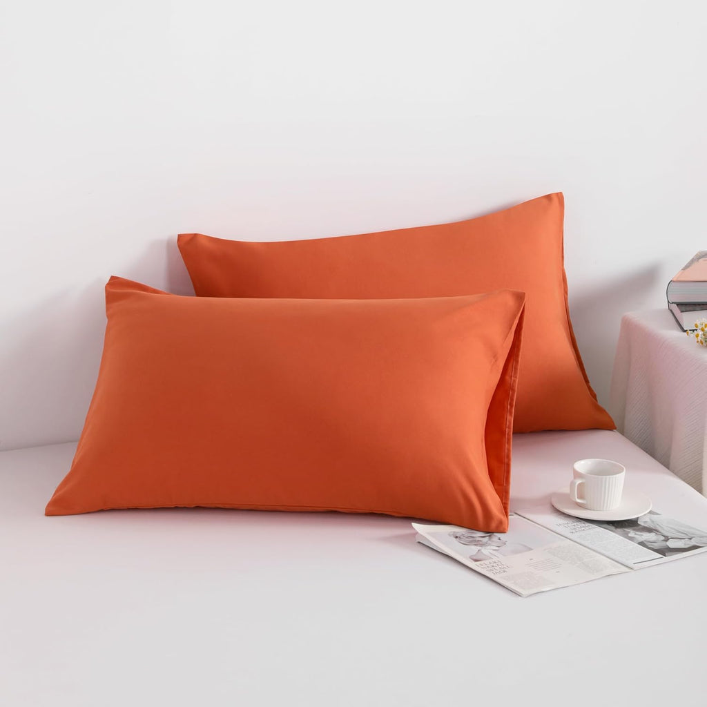 Ntbay King Pillowcase Set - 2 Pack Brushed Microfiber 20x36 Pillowcases - Soft, Wrinkle-Free, Fade-Resistant, Stain-Resistant, Brunt Orange…