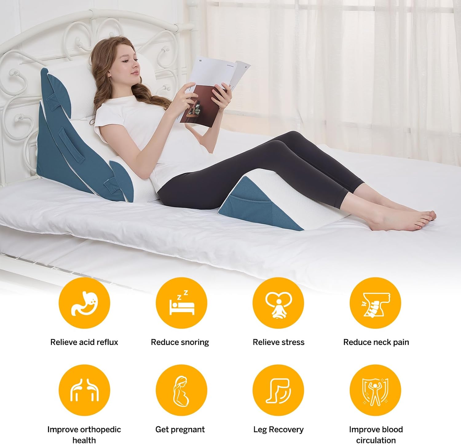 Ziixmile Wedge Pillow Set for After Surgery – 5PCS Orthopedic Bed Wedge Pillow Set for Sleeping, Body, Back and Leg Comfortable & Ad…