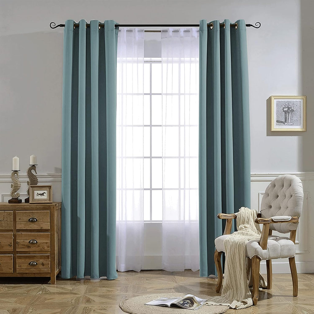 Nicetown Blackout Greyish Blue Curtains & Drapes for Living Room - Thermal Insulated Solid Grommet Sound Reducing Energy Saving Window Trea…