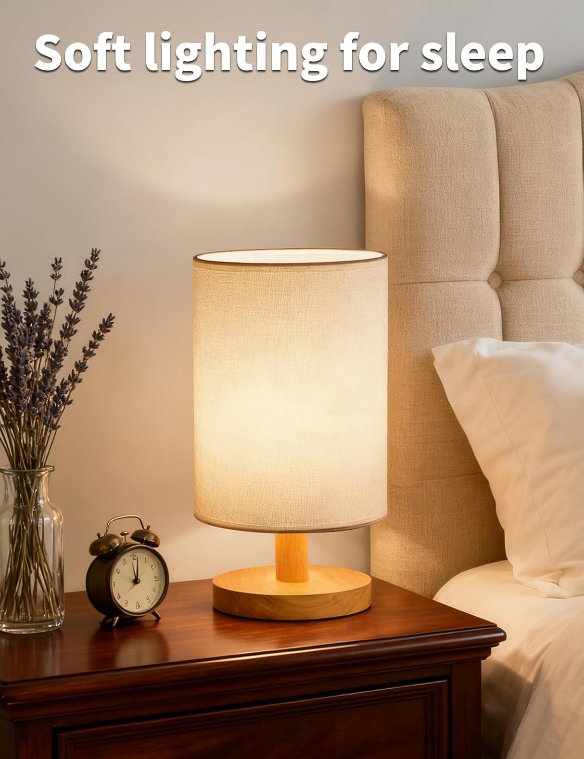 Table Lamp Set of 2, Bedside Lamp Nightstand Lamp, 3000K Warm Light Desk Lamp, USB Powered LED Reading Lamp, Boho Vintage Small Lamp for…