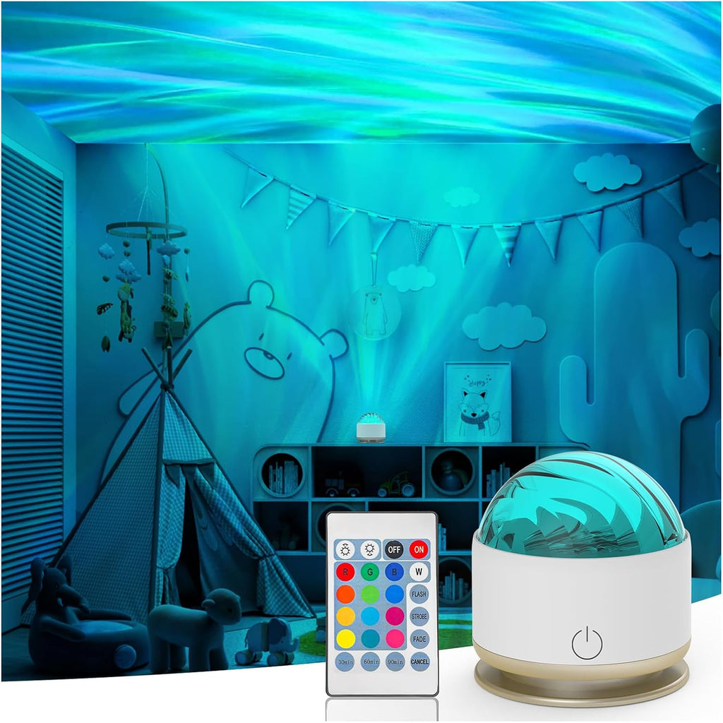 HUMIIEYE Northern Light Projector, Battery Operated Aurora Night Light with Timer Function, 13 Colors Galaxy Lamp Ripple Ceiling…