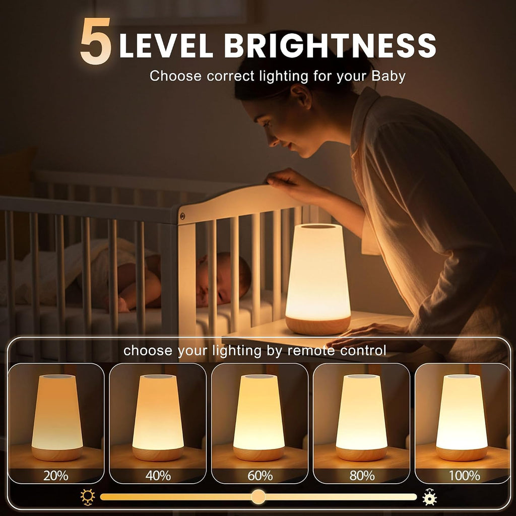 Kids Touch Night Light: Dimmable LED Bedside Lamp Eye-Caring Soft Warm USB Rechargeable Portable for Home Bedroom Living Room Camping