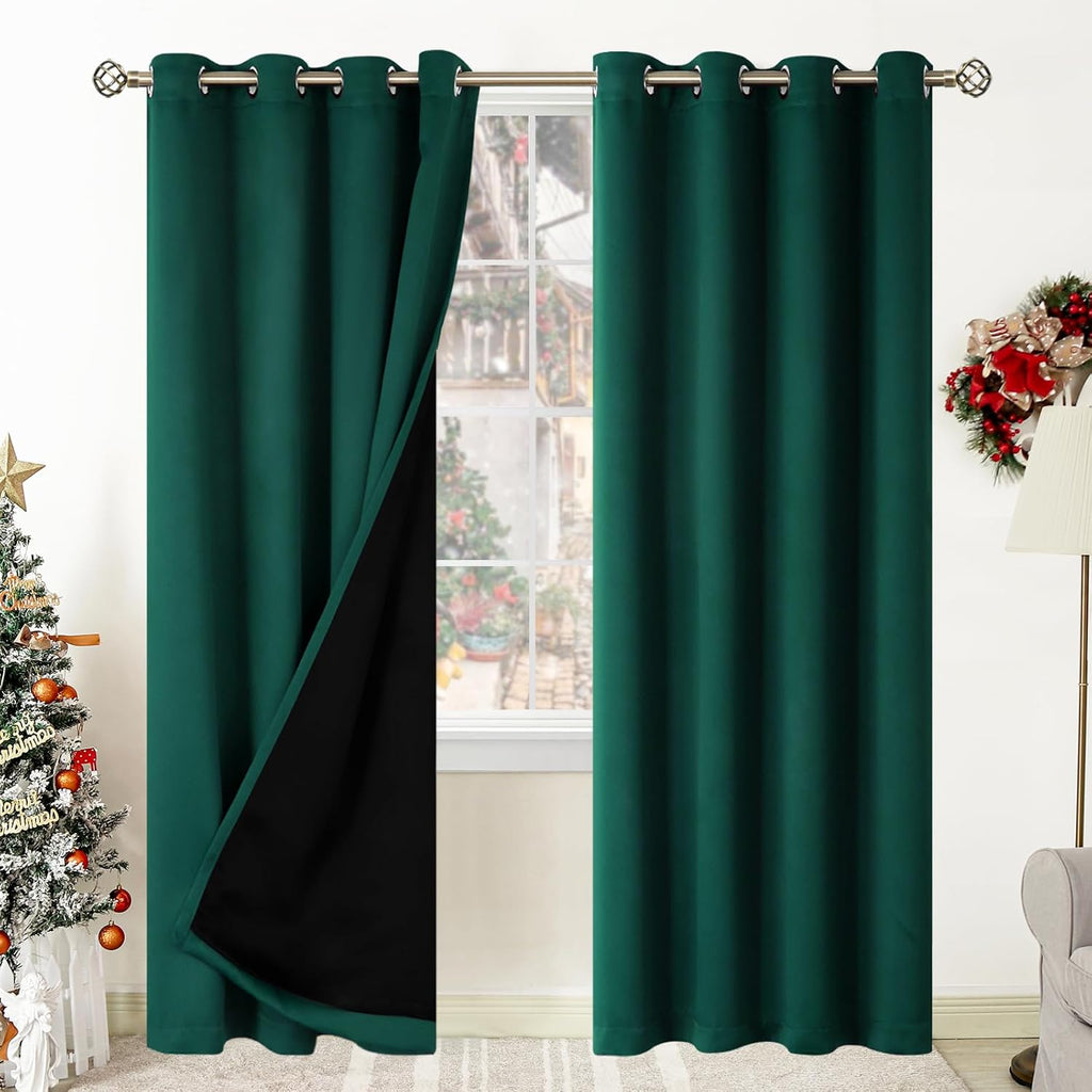 BGment Thermal Insulated 100% Blackout Curtains for Bedroom with Black Liner, Double Layer Full Room Darkening Noise Reducing Grommet Curta…