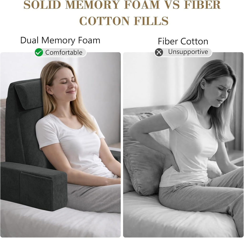 Tanyoo Back Pillow for Bed Sitting Up, Upright Pillows for Sleeping & Lumbar Relief, Dual-Layer Back Support Pillow with Adjustable Headres…