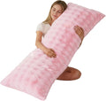 Memfydu Full Body Pillow with Fluffy Bubble Waffle Carved Faux Fur Removable Cover, Long Bed Pillow Adult 20x54 Inches for Side Sleeper and…