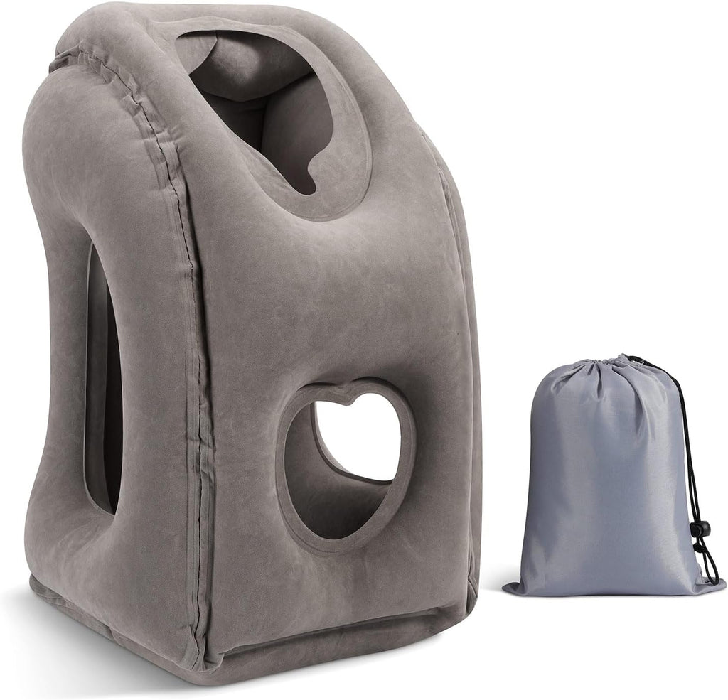 MoKo Inflatable Travel Pillow, Comfortable Neck Pillow with Storage Bag Support Shoulder and Neck to Avoid Pain for Airplane Train Office…