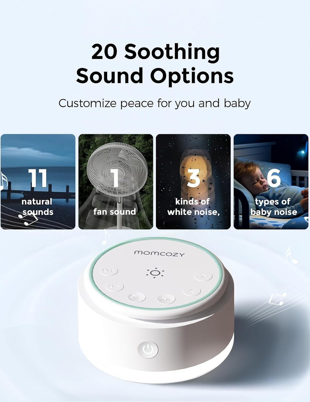 Momcozy Sound Machine for Baby | Portable White Noise Sound Machine for Sleep Rechargeable | 20 Sleep Sounds White Noise Machine with…