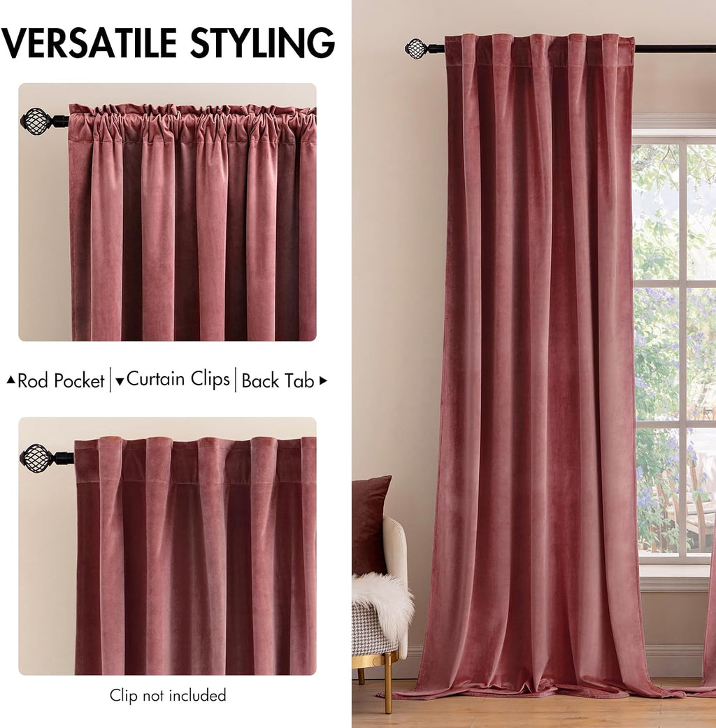 Miulee Velvet Curtains 108 inches Long 2 Panels - Luxury Blackout Curtains for Bedroom Living Room Thermal Insulated Super Soft Window Drap…