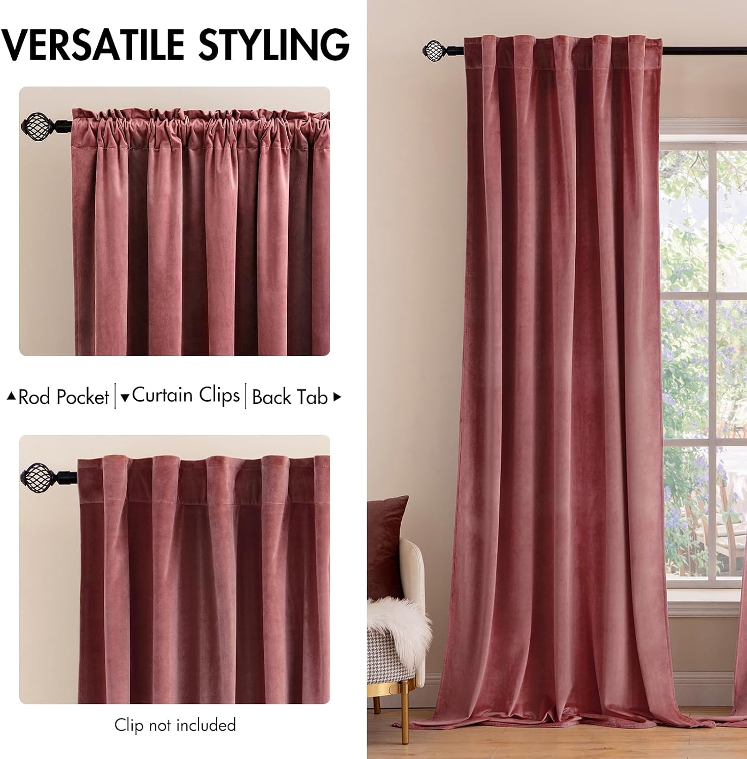 Miulee Velvet Curtains 90 inches 2 Panels - Luxury Blackout Curtains for Bedroom Living Room Thermal Insulated Super Soft Window Drapes Rod…