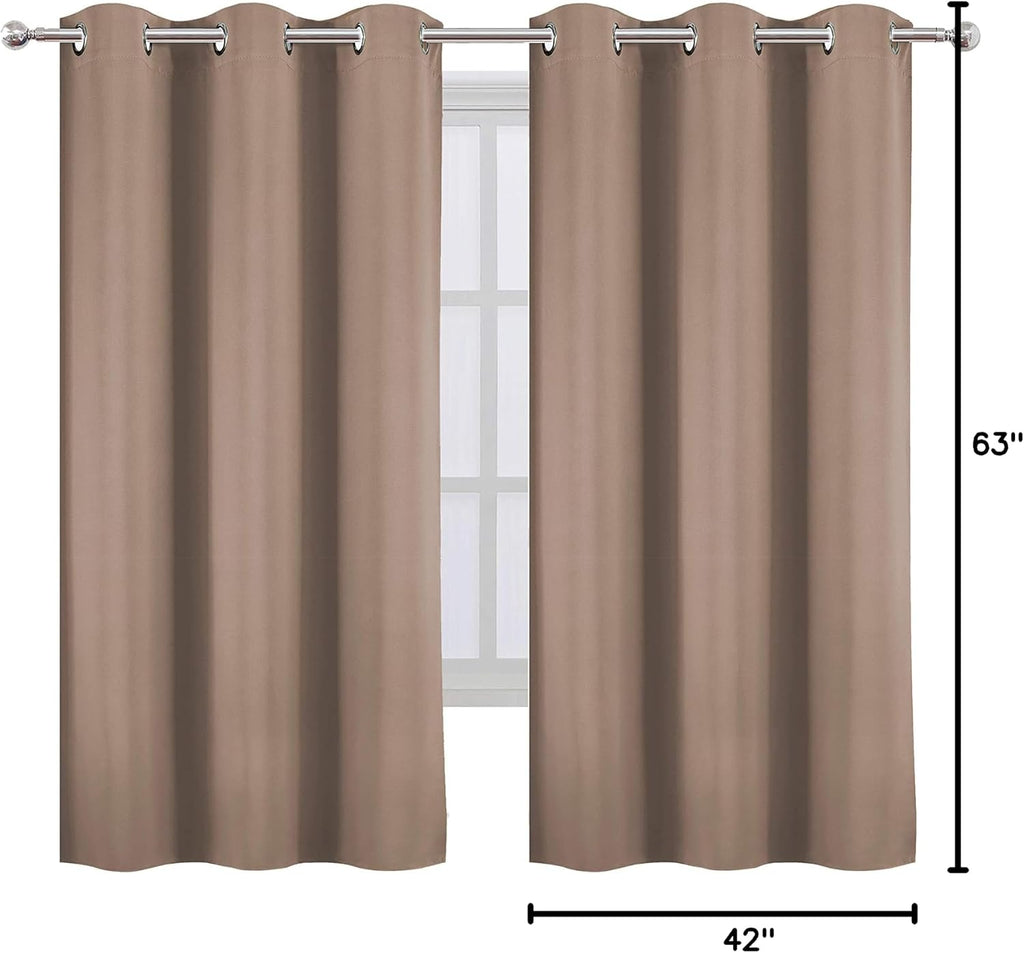 Lemomo Cappuccino Blackout Curtains 42 x 63 Inch Length/Set of 2 Curtain Panels/Thermal Insulated Room Darkening Blackout Curtains for Bedr…