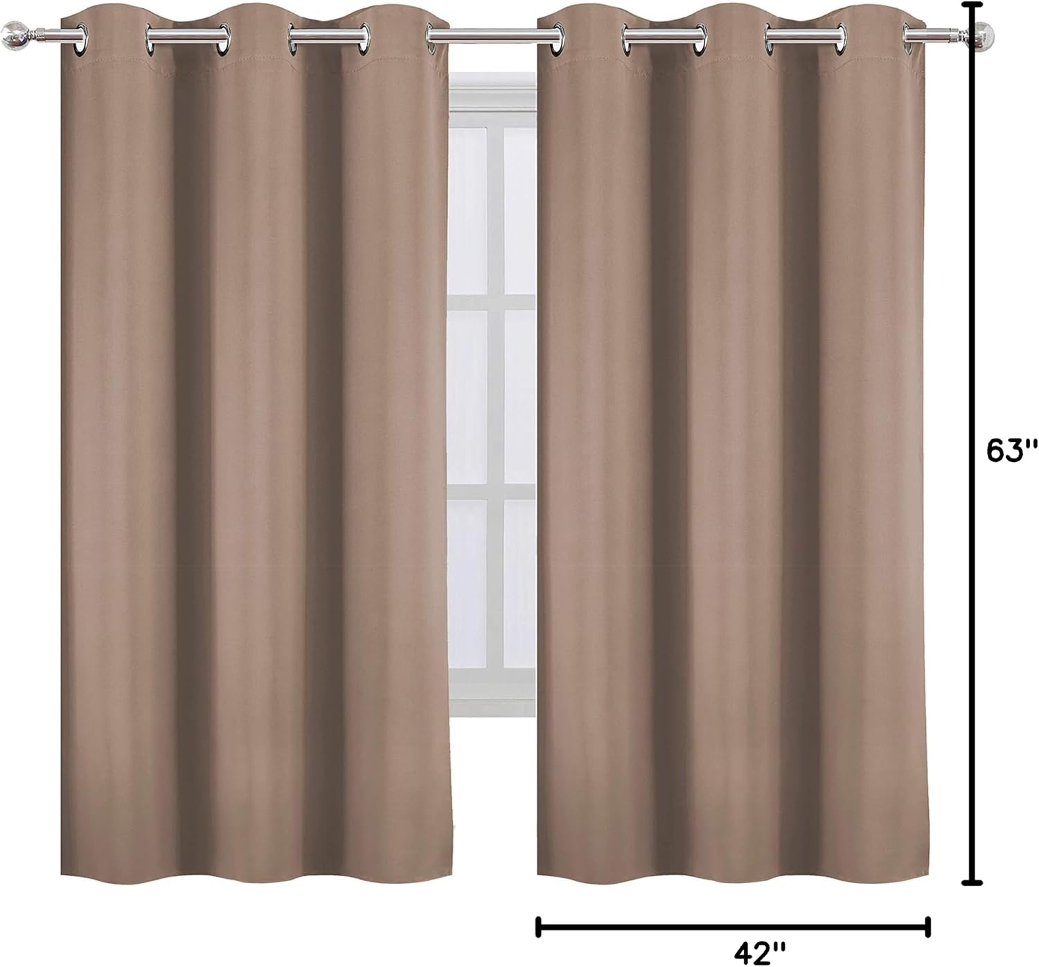 Lemomo Cappuccino Blackout Curtains 42 x 63 Inch Length/Set of 2 Curtain Panels/Thermal Insulated Room Darkening Blackout Curtains for Bedr…