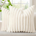 decorUhome Summer Cozy Faux Fur Throw Pillow Covers 12x12 Set of 2 Decorative Soft Plush Striped Modern Farmhouse Boho Couch Pillow Cases w…