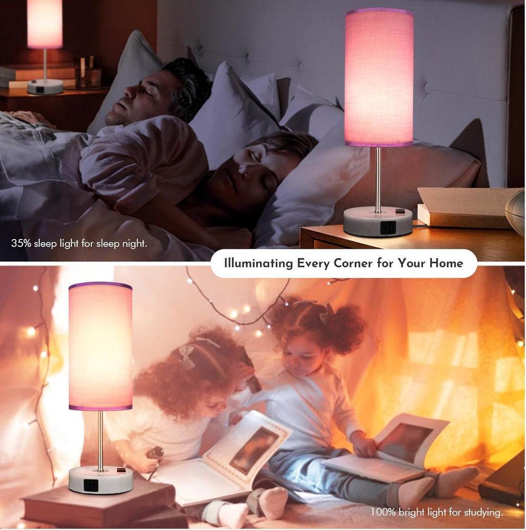 Bedside Table Lamp with USB Port - Touch Desk Lamp for Bedroom, 3 Way Dimmable Small Nightstand Lamp for Living Room, Bedroom Lamps for…