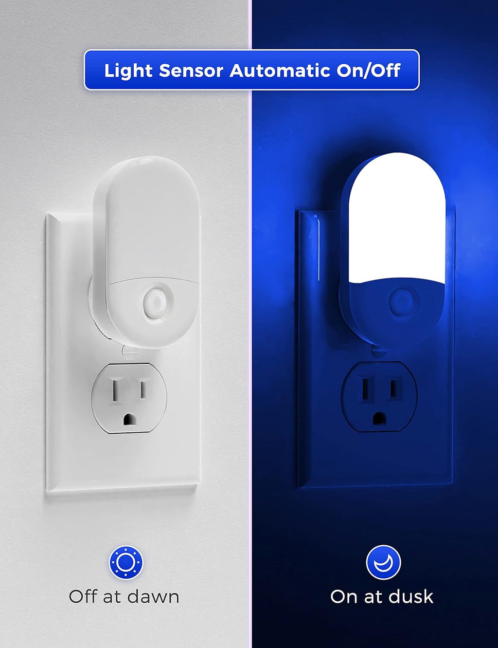 L LOHAS LED Blue Night Light, Night Lights Plug into Wall[2 Pack], 0.6W LED Nightlight, Dusk to Dawn Sensor, 30/60LM Adjustable…