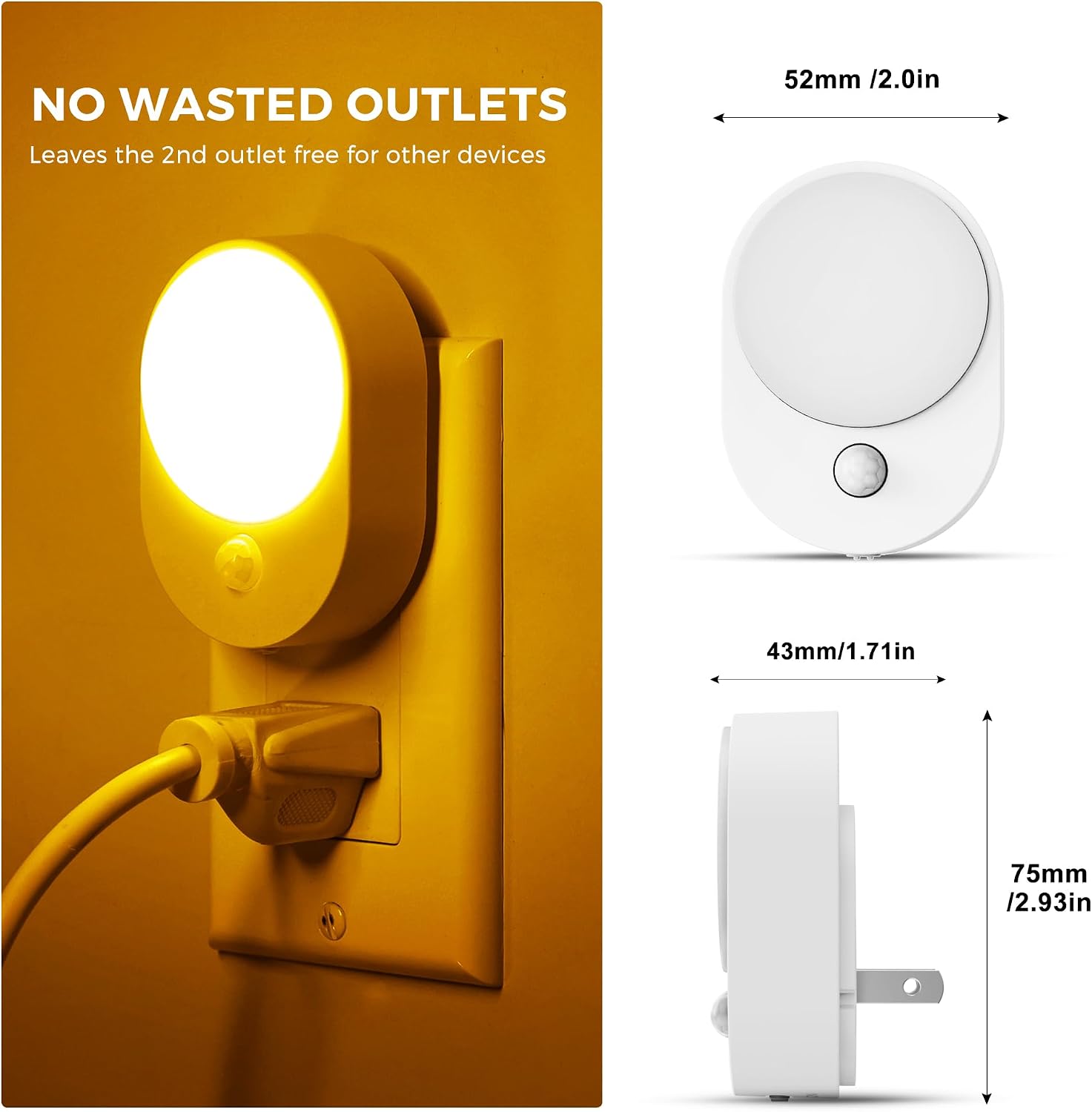L LOHAS LED Plug in Night Light with Motion Sensor and Dusk to Dawn Sensor,[4-Pack] Night Lights Plug into Wall,2000K Amber…