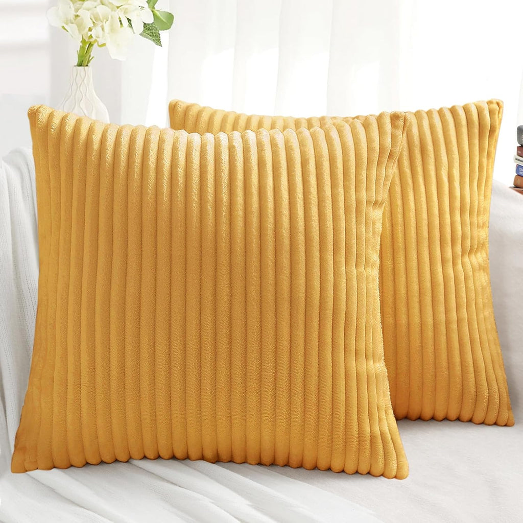 SimmoreHomeDecor Simmore Decorative Throw Pillow Covers 18x18 Set of 2, Soft Natural Plush Flannel Double-Sided Fluffy Couch Pillow Covers…
