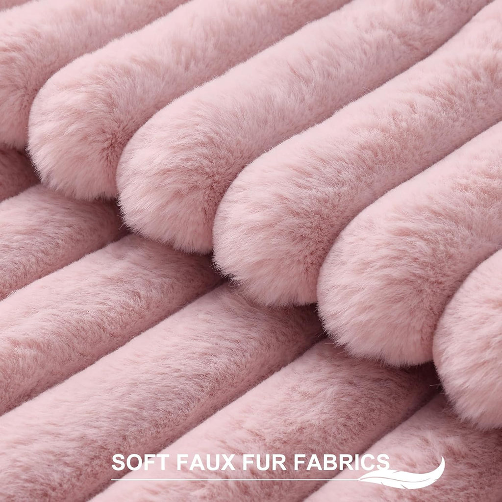 Pallene Faux Fur Plush Throw Pillow Covers 22x22 Set of 2, Luxury Soft Fluffy Striped Decorative Pillow Covers for Sofa, Couch, Living…