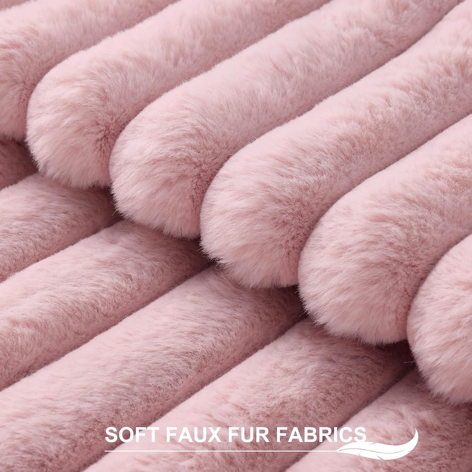 Pallene Faux Fur Plush Throw Pillow Covers 22x22 Set of 2, Luxury Soft Fluffy Striped Decorative Pillow Covers for Sofa, Couch, Living…