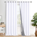 Xwzo White 100% Blackout Curtains - Heat and Full Light Blocking Drapes with Black Liner for Large Windows, Grommet Top Window Panels with…