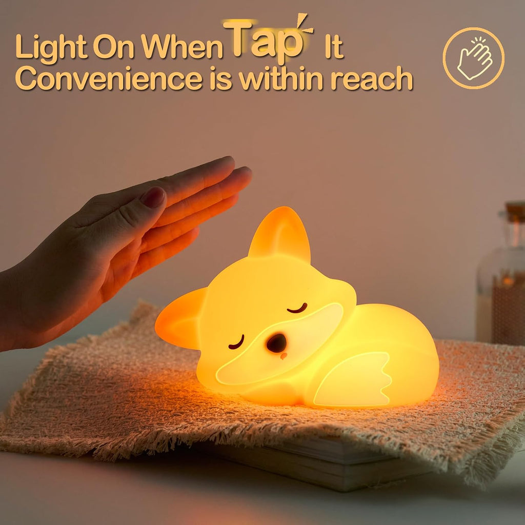 Atsuinightlight ATSUI Fox Night Light, LED Squishy Novelty Animal Lamp, Food Grade Silicone, 2 Level Dimmable, Nursery Nightlight for Desk…