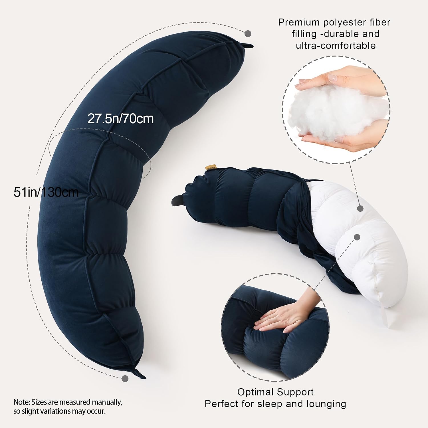 Peallow(Pat. Pend) – Long Round Body Pillow for Adults, Bolster Pillow for Sleeping, Soft and Supportive Pillow for Sleeping & Lumbar…