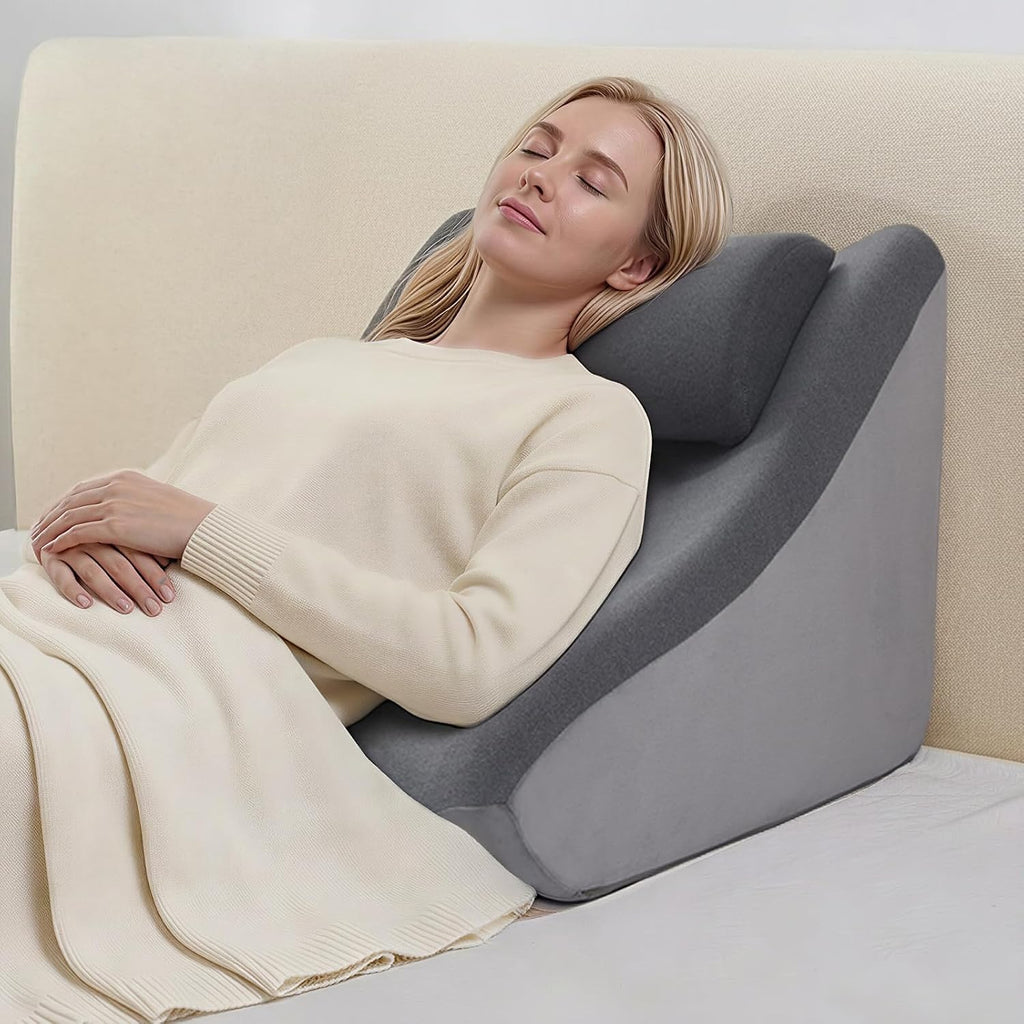 Vekkia 21” Extra-Wide Back Pillow with Adjustable Headrest – 2 in 1 Ergonomic Dual-Layer Wedge Backrest for Sitting or Reclining – Adults…