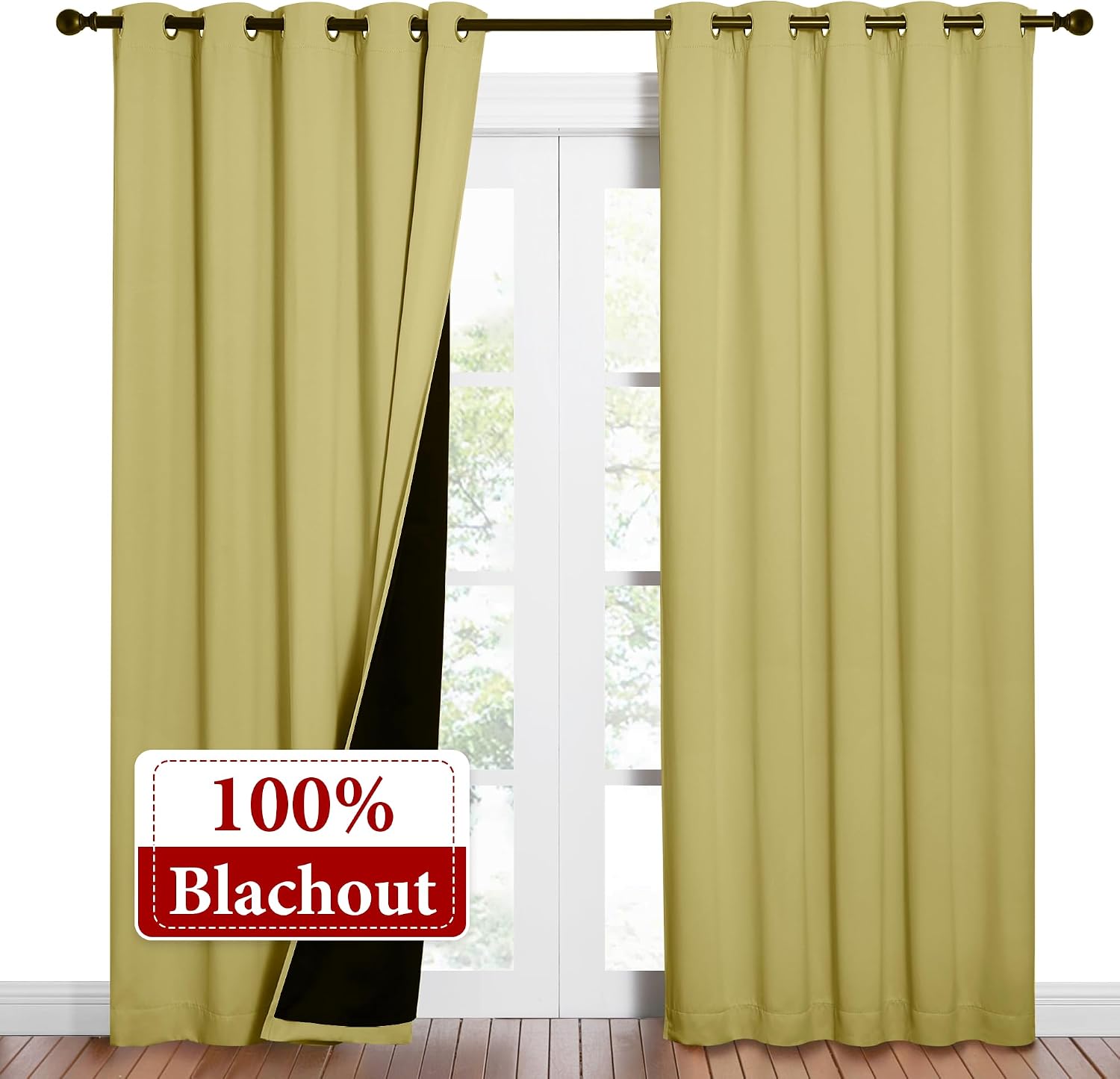 Nicetown Paler Yellow Full Shade Curtain Panels, Pair of Energy Smart & Noise Blocking Out Blackout Drapes for Dining Room Window, Thermal…