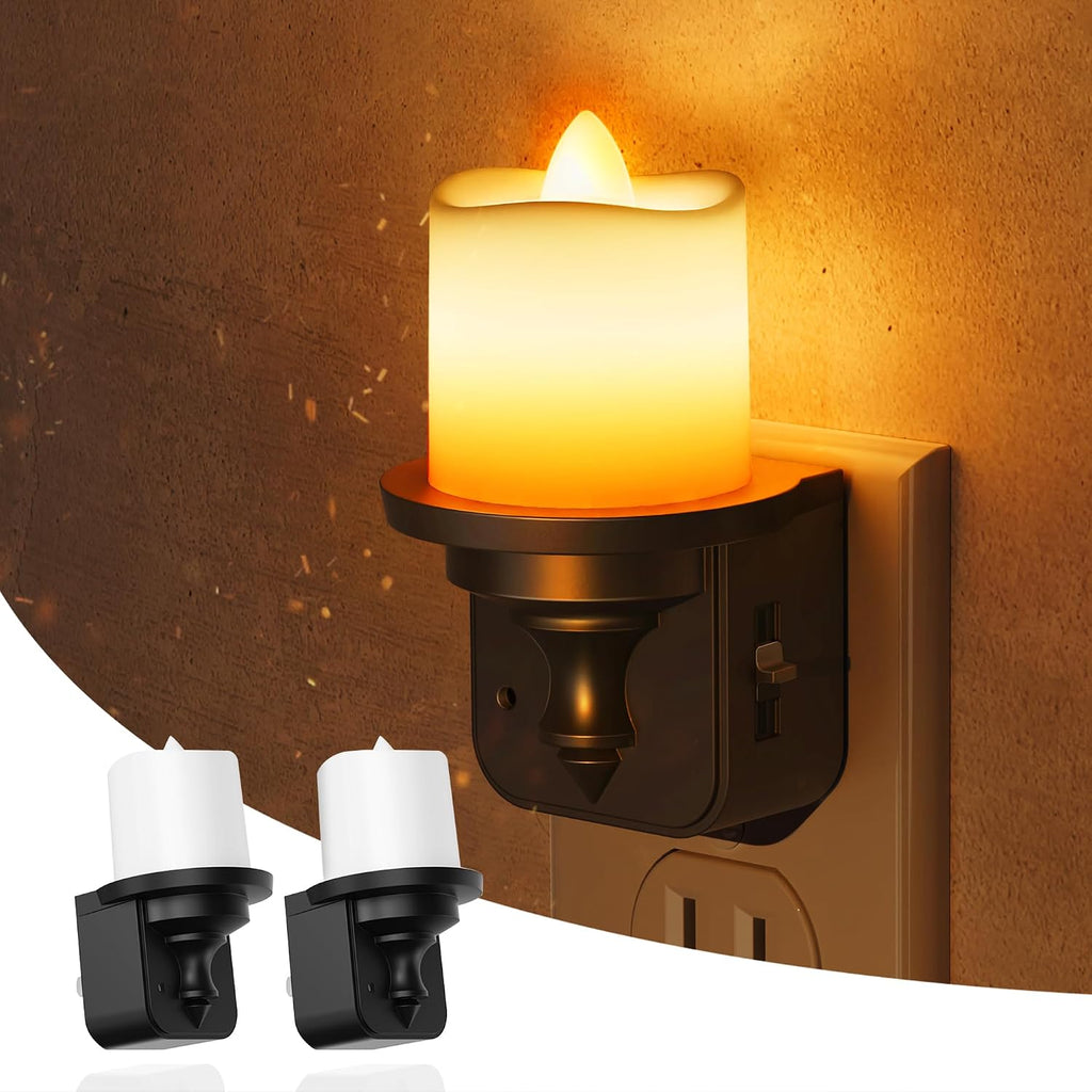 L LOHAS LED Candle Night Light, Amber Night Lights Plug into Wall, Flameless Candle Nightlight with Light Sensor, 0-100LM Dimmable…