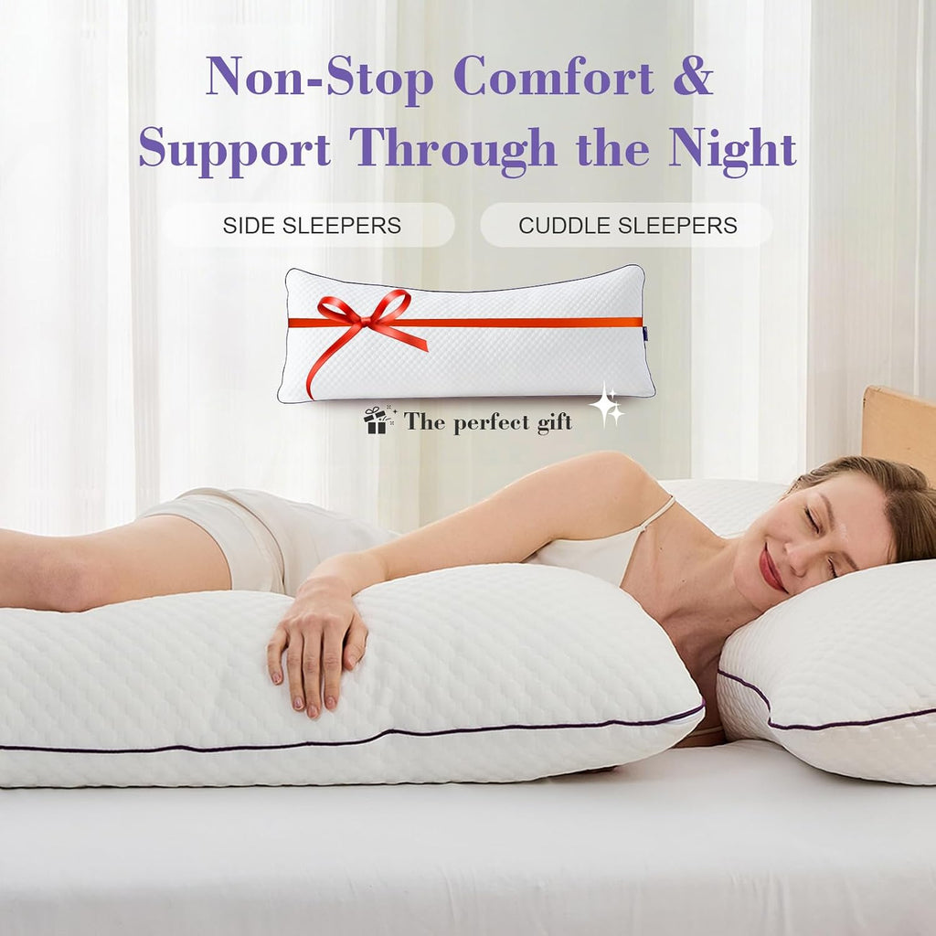HOMELAB Adjustable Shredded Memory Foam Body Pillow, 20x54 Long Pillow for Back, Shoulder, Hip and Knee Support, Side Sleeper Body Pillow…