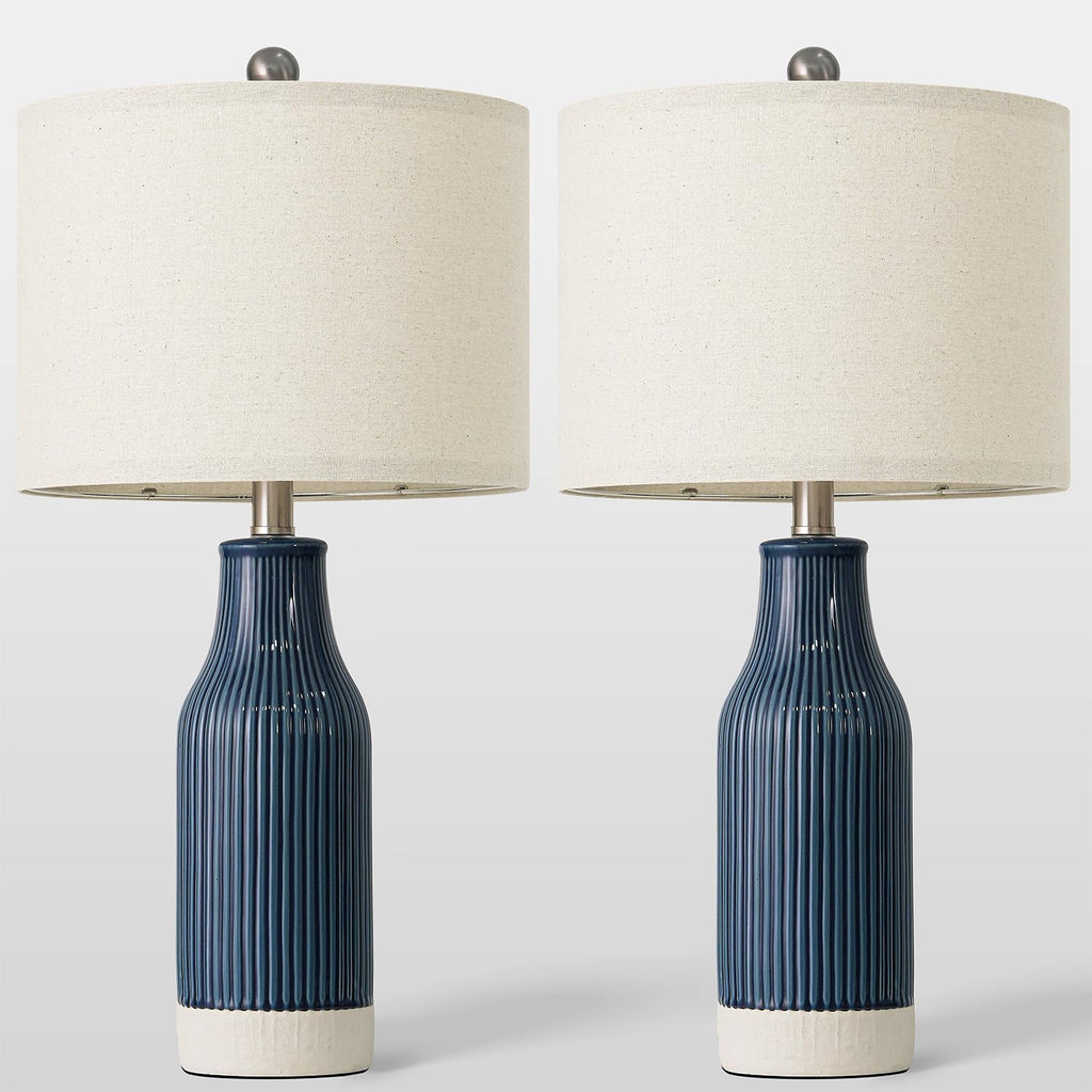 23.75" Modern Ceramic Table Lamps Set of 2, Stylish Bedside Lamps for Bedroom, Gorgeous Lamps for Nightstand, Lamps for Living Room…