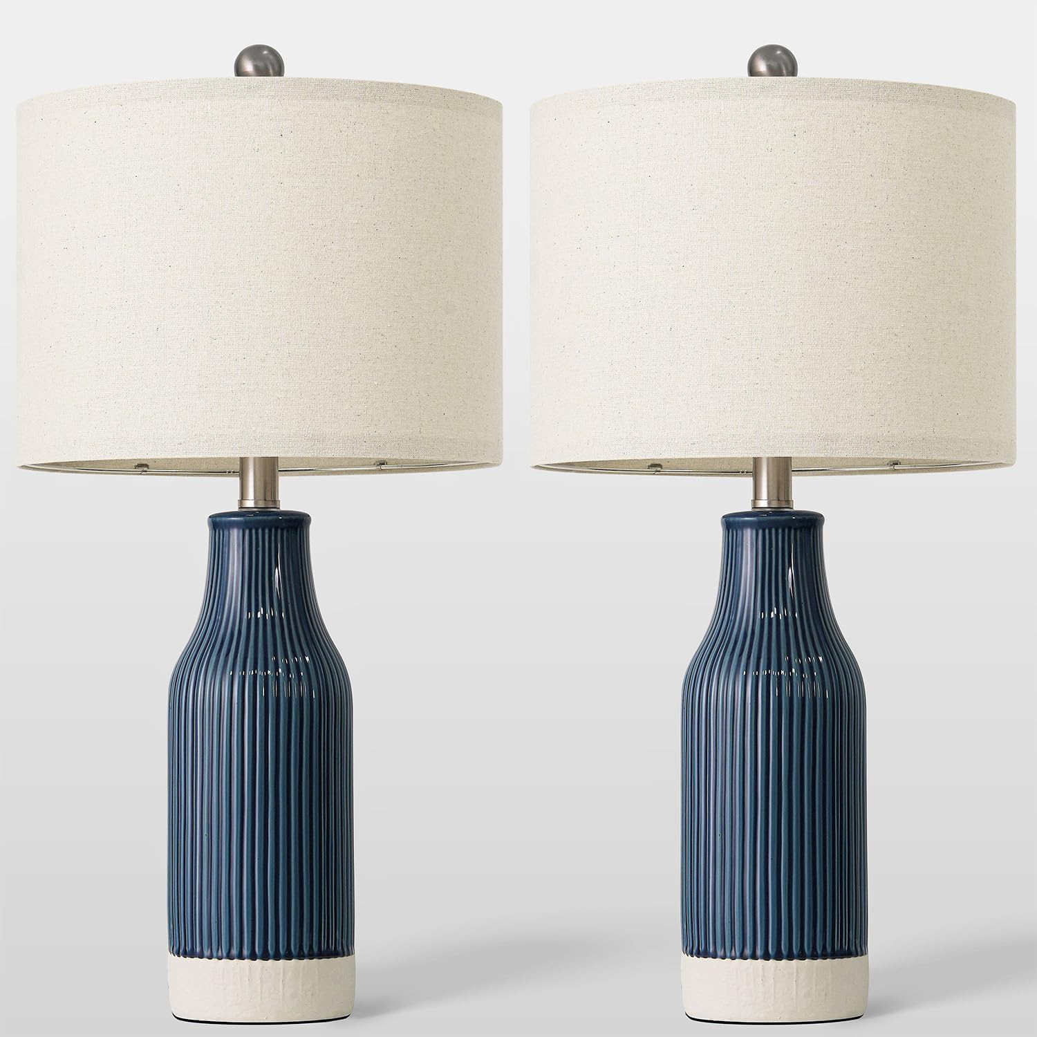 23.75" Modern Ceramic Table Lamps Set of 2, Stylish Bedside Lamps for Bedroom, Gorgeous Lamps for Nightstand, Lamps for Living Room…