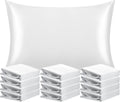 Ntbay 12 Pack Satin Queen Pillowcases for Hair and Skin, Luxurious and Silky Pillow Cases with Envelope Closure, 20 x 30 Inches, White 12 P…