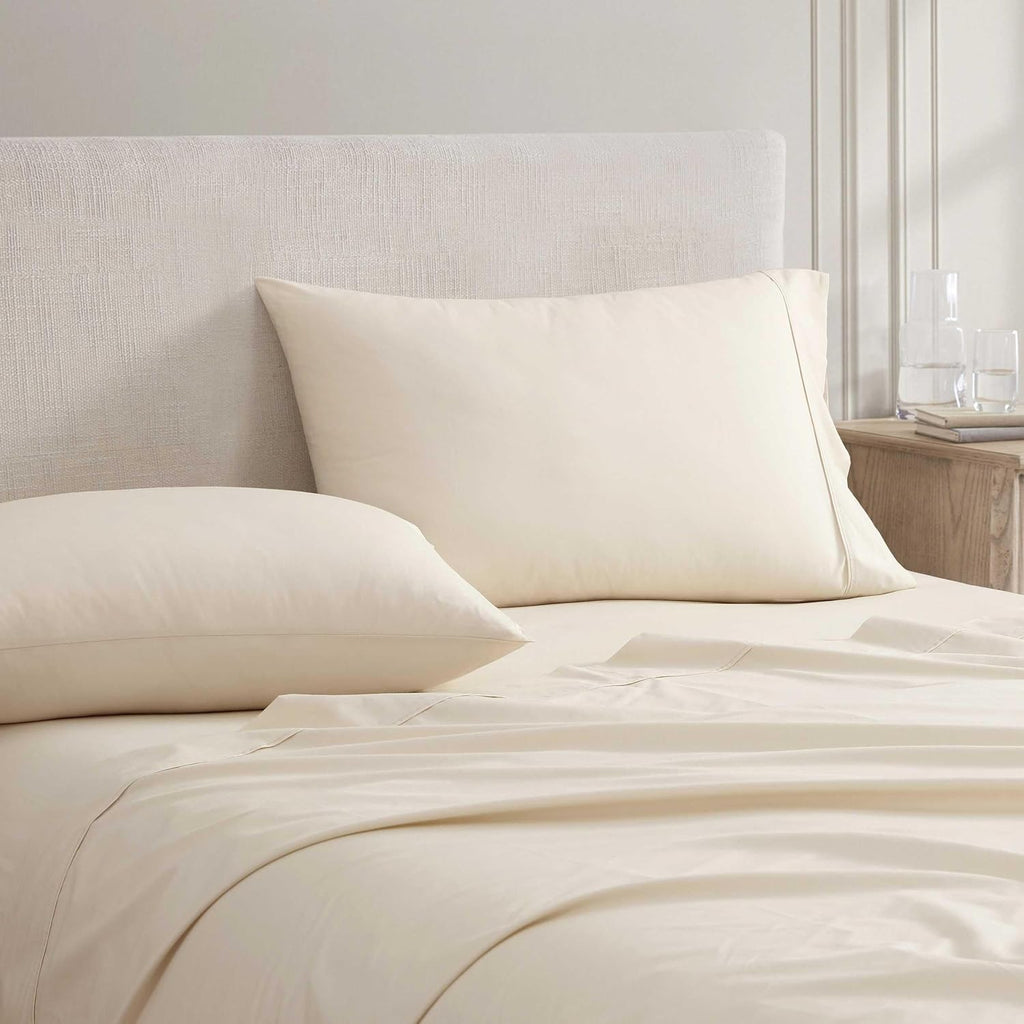 MarthaStewart Martha Stewart - King Size Sheets Set, Crisp & Tailored Cooling Sheets w/a Naturally Smooth Cotton Percale Lightweight Feel -…
