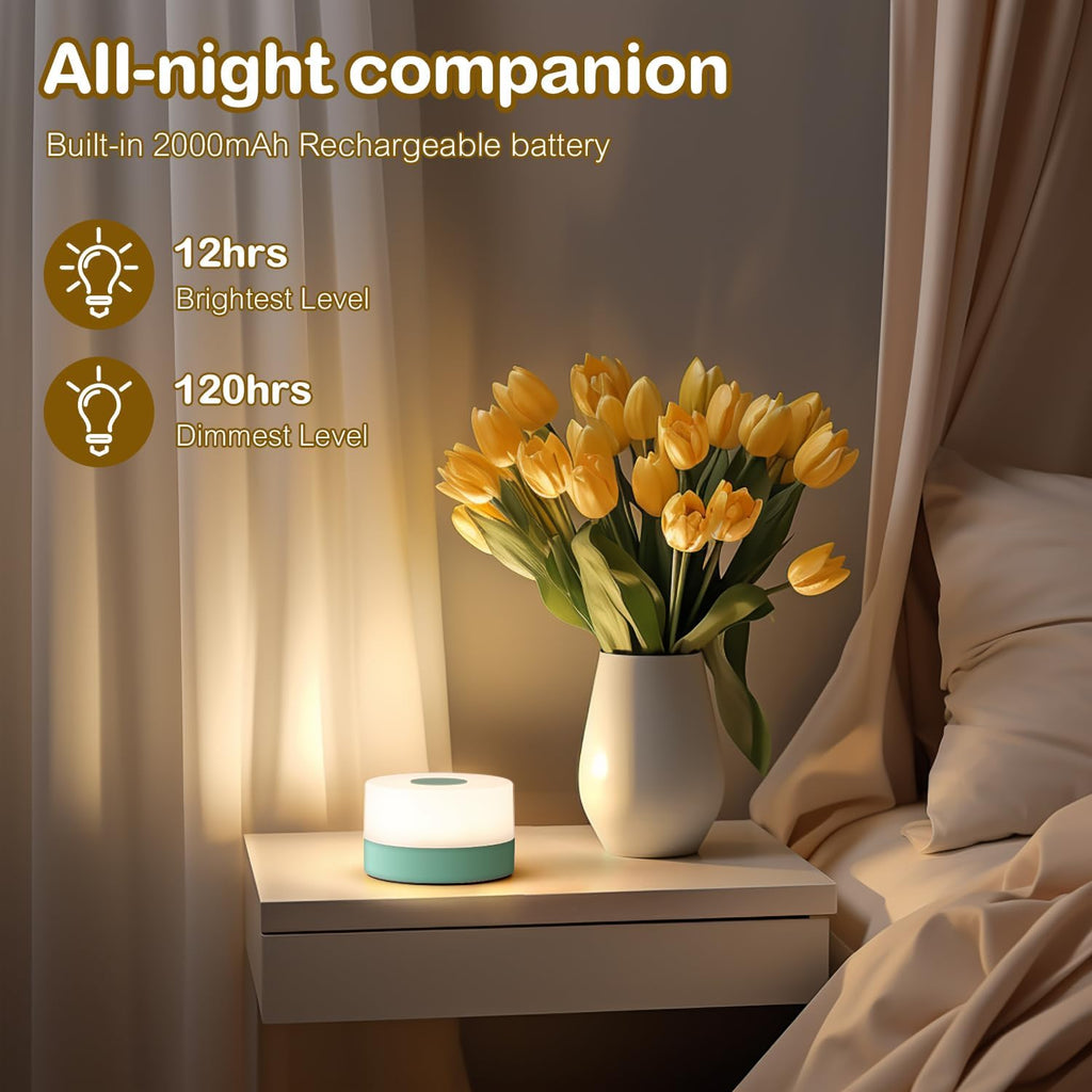 JUSHENG Rechargeable Baby Night Light LED Nursery Lamp Touch Lights, Dimmable and 3 Color Temperature Adjustable Bedside Night Light for…