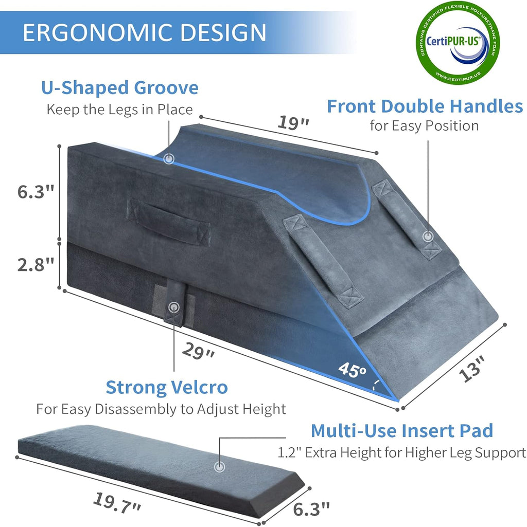 KingPavonini 4-Height Adjustable Leg Elevation Pillows for After Surgery, Injuries, or Rest, Memory Foam Leg Pillows for Sleeping with 3…