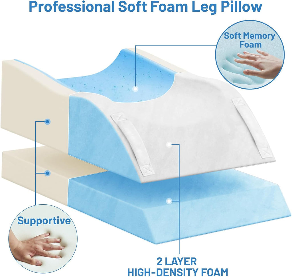 TranquilRelax Double Leg Elevation Pillows, Wedge Pillow for After Surgery, Memory Foam Support Adjustable, Comfort comfort for…