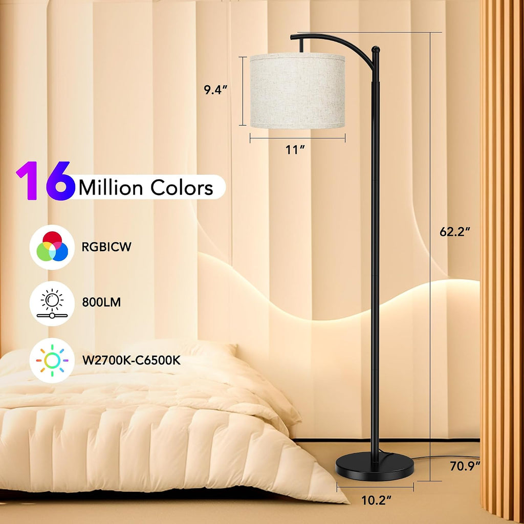 Floor Lamps with Matter Smart Light Bulb, RGB + Color Temperatures Bright Dimmable Smart Floor lamp, Living Room Standing Tall Industrial…