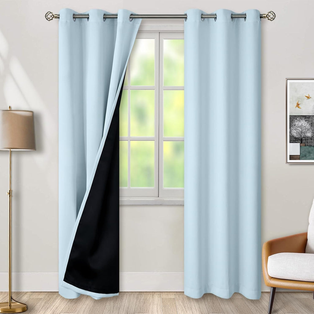 BGment Baby Blue 100% Blackout Curtains for Nursery Bedroom 84 Inch Length 2 Panels, Thermal Insulated Full Light Blocking Grommet Noise Ca…