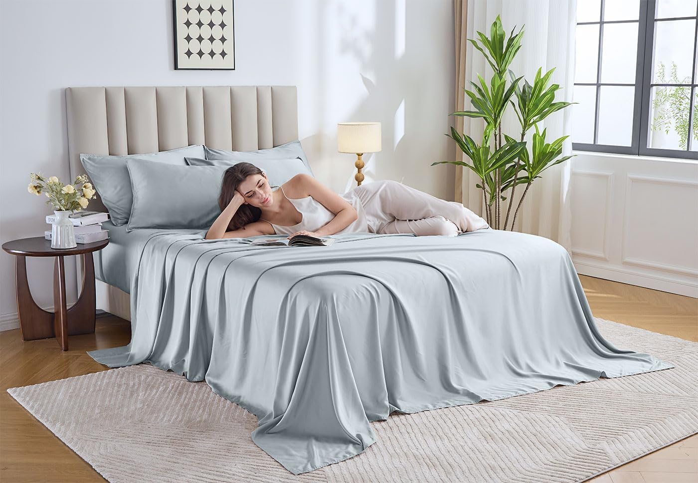 PureBamboo Pure Bamboo California King Sheets, Genuine 100% Organic Viscose Derived from Bamboo Bed Sheet Set, Soft & Cooling, Double Stitc…